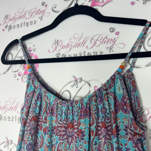 Jumper pants flowy one piece suit Bohemian Paisley Spaghetti Strap Dress - Picture 4 of 11